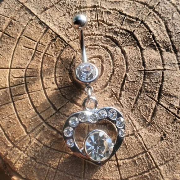 Clear, Blue and Pink heart belly rings - Picture 2 of 3